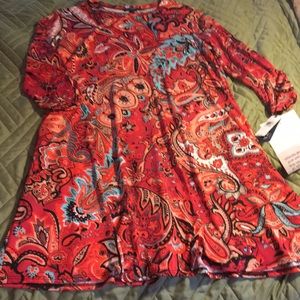 Red Paisley print a-line dress NWT